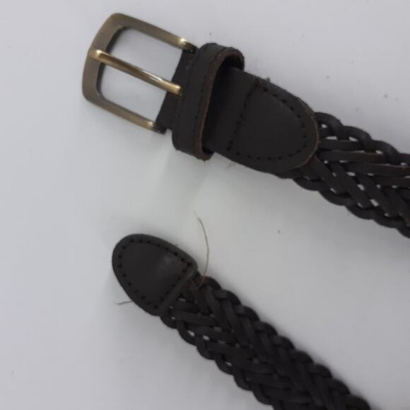 Children's Place Kid's Black Genuine Leather Belt Size 22" Weaved Braided Girl - Picture 7 of 8